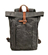 P12 Męski damski plecak na laptopa z grubej woskowanej bawełny i skóry naturalnej. 5 kolorów. Laptop 18" 